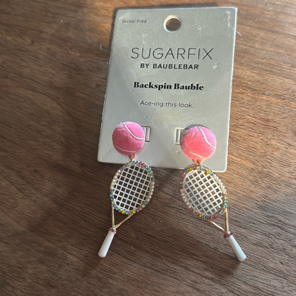 Bauble bar tennis racquet earrings
